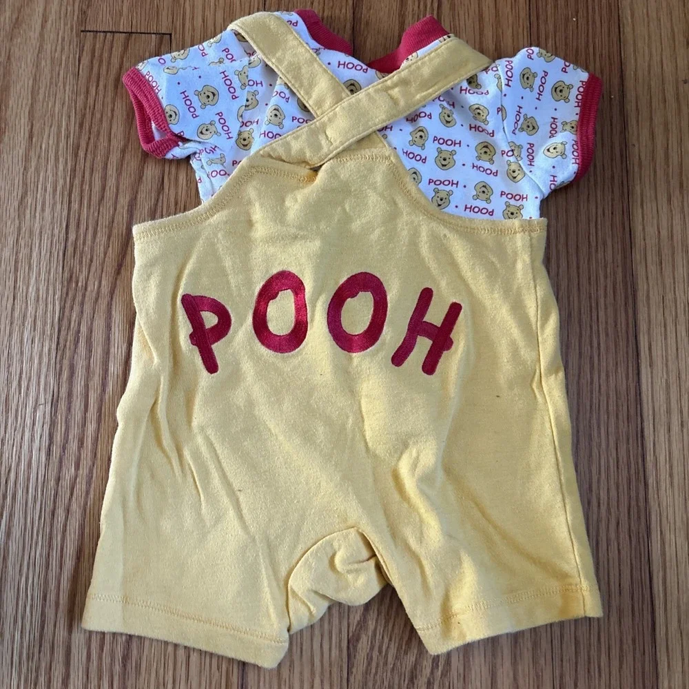 Disney Winnie‎ the Pooh Baby Romper and T-Shirt Set Yellow Red 3-6 Mths Vintage